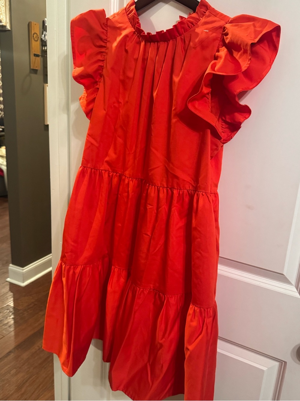 ANTONIO MELANI Bright Red Ruffled Tiered Dress